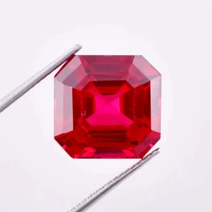18x18 MM Natural Mozambique Blood Red Ruby Asscher Cut Loose Gemstone Certified - Picture 1 of 6