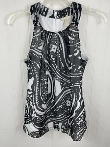 Banana Republic Womens Petite Black White Sleeveless Blouse Lined Size 0P - Picture 1 of 11