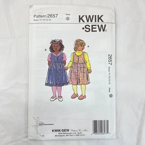 UNUSED 2657 VINTAGE SEWING PATTERN KWIK SEW TODDLERS JUMPERS SHIRTS OPENED - Picture 1 of 1