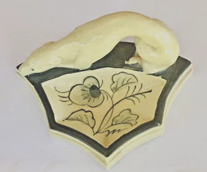 RARE Vintage 5.5"  Dog  Greyhound Racing Deco Coin Tray / Ashtray Japan Stamp - Picture 1 of 5