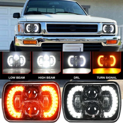 2x For Toyota Pickup For Tacoma Hardbody 5x7 7x6" LED Headlights DRL Turn Signal - Image 1 of 4