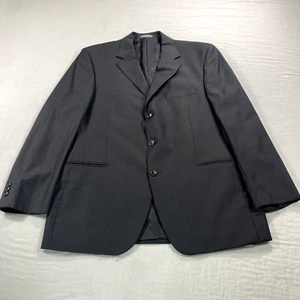 Arnold Brant Blazer Mens 44R Black Striped Wool Suit Jacket Sport Coat - Picture 1 of 12