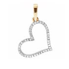 14K Yellow Gold Plated Simulated Diamond One Row Heart Pendant Charm 0.13 Ct
