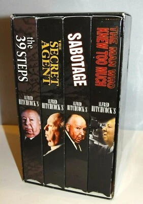 ALFRED HITCHCOCK'S VIDEO 4 PACK VHS TAPE BOX SET SABOTAGE 39 STEPS SECRET AGENT - Image 1 of 4