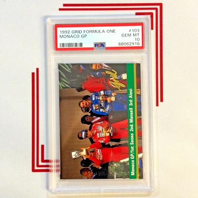 1992 Grid Formula 1 One MONACO GP ARYTON SENNA RC #103 PSA 10 Gem Mint F1 Legend - Image 1 of 2