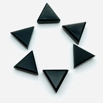 [WHOLESALE] NATURAL BLACK ONYX  FACETED SLICE TRIANGLE SHAPE LOOSE GEMSTONE - Image 1 of 4