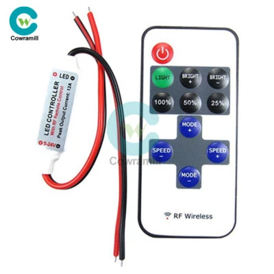 12V Mini 3 Keys RF Wireless Remote Switch Controller Dimmer fit LED Strip Light - Image 1 of 4