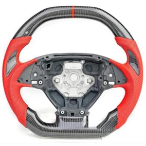 Flat Top Sport Steering Wheel Carbon Fiber For 2014+ Chevy Corvette C7 Z06 ZR1 - Foto 1 di 5