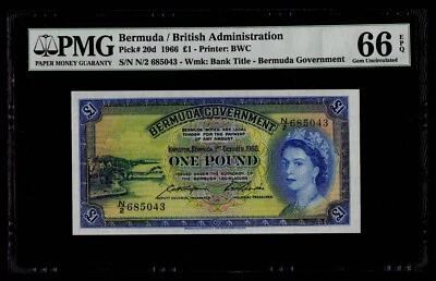 £1 1966 Bermuda / British Administration PMG 66 EPQ Gem Uncirculated - Image 1 of 3