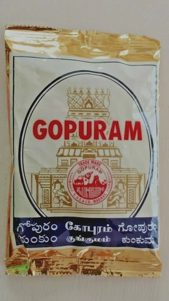 Gopuram Kumkum Powder- Sindhoor for Pooja and Other Hindu Rituals- 40g X 3 Packs - Image 1 of 1