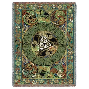 54x72 RAVENS PANEL Celtic Knot Irish Ireland Tapestry Afghan Throw Blanket - Picture 1 of 1