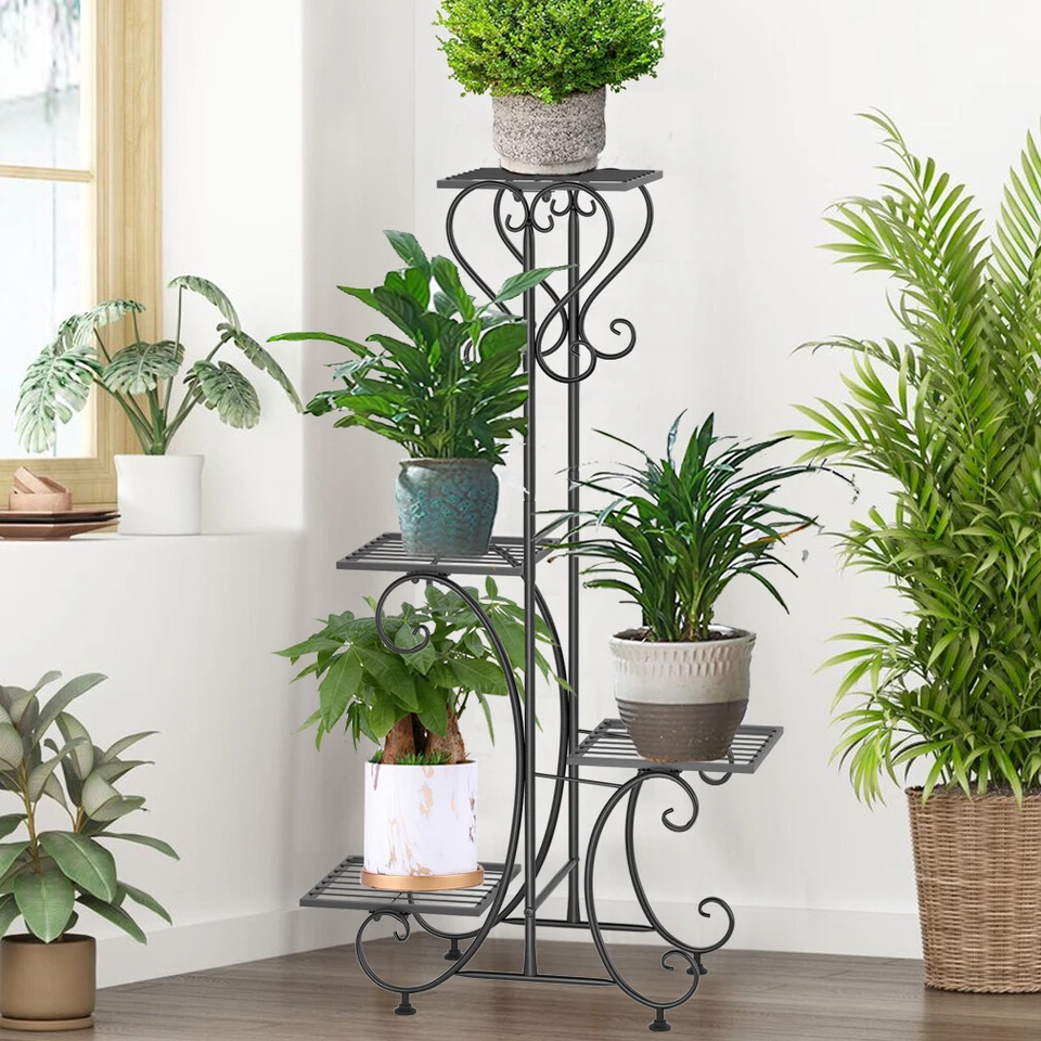 Sturdy 4-5 Tier Metal Plant Stand Flower Shelf Holder Living Room Patio Outdoor - image 1 of 4