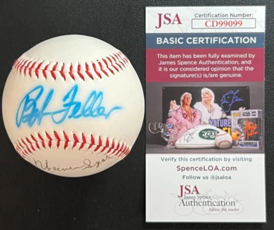 Bob Feller & Warren Spahn SIGNED Wilson Baseball JSA w/COA Baseball HOF's! - Image 1 of 4