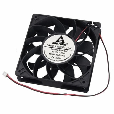 12CM 12025 DC 12V 0.35A 2-pin double ball bearing High speed booster fan - Image 1 of 4