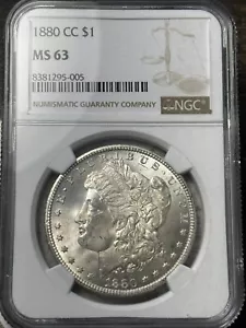1880-CC $1 NGC MS-63 Morgan Silver Dollar - Picture 1 of 3