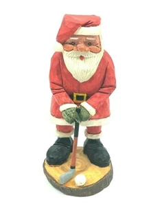 Santa Claus Christmas Figurine Playing Golf Sport Golfing Figure Resin 5 inches - Picture 1 of 5