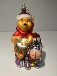 Santa's Best European Style Glass Pooh Bear and Eeyore Ornament Christmas Disney - Picture 1 of 8