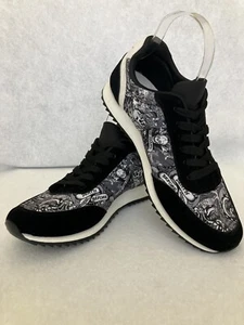 Ed Hardy Skull Sneakers Men's Black & White Hank Lace-up Size 8.5 - Picture 1 of 10