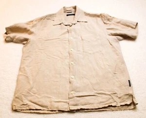 Nautica Button Down Shirt Men's MEDIUM Tan Short Sleeve - Picture 1 of 12