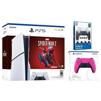 Sony PS5 Slim Disc Spider-Man 2 with Extra Controller and Surge FPS Grip Kit - Image 1 of 4