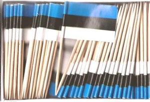 One Box of 100 Estonia Toothpick Flags, 100 Small Mini Cupcake Flags - Picture 1 of 1