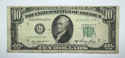 1950 A $10 Federal Reserve STAR Note Chicago Green Seal - Image 1 of 2
