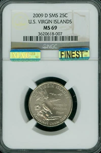 2009 D VIRGIN ISLANDS QUARTER NGC MS69 SMS PQ MAC FINEST MAC SPOTLESS . - Picture 1 of 2