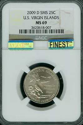 2009 D VIRGIN ISLANDS QUARTER  NGC MS69 SMS PQ MAC FINEST MAC SPOTLESS  . - Image 1 of 2