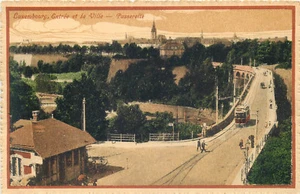 LUXEMBOURG - ENTREE ET LA VILLE - PASSERELLE - BIRDSEYE VIEW TRAM OLD POSTCARD - Picture 1 of 2