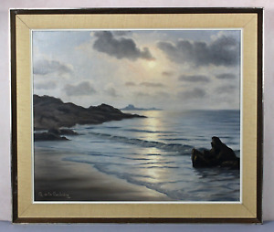 BRITTANY coastline BAY original oil painting by Roger de la CORBIÈRE bretagne