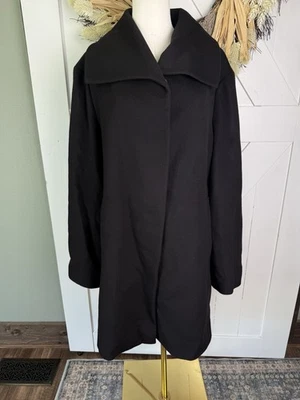 Katherine Kelly Coat Wool Cupro Black Quiet Luxury Hidden Buttons Old Money Sz16 - Image 1 of 4