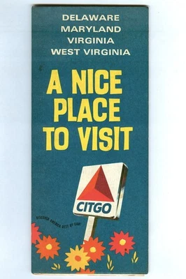 Vintage 1970 CITGO Gas Station MARYLAND Delaware VIRGINIA West Virginia ROAD MAP - Image 1 of 4