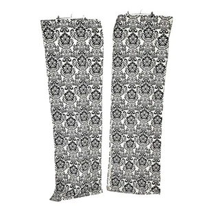Pier 1 Damask Curtain Panels Set of 2 Black Beige Drapes 52"x84" - Picture 1 of 5