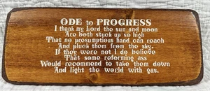 Vintage MCM Wall Plaque Religious Ode To Progress Wooden Wall Hanging - Picture 1 of 7