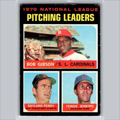 Bob Gibson Gaylord Perry 1971 Topps #70 HOF Leaders National League Card - Image 1 of 3