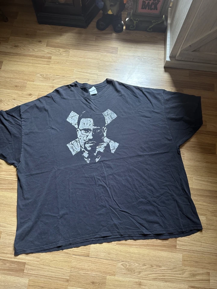 Camiseta preta 6XL manga curta folgada desgastada Y2K Malcom X vintage 100% algodão  - Imagem 1 de 4