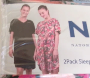 Two Pack Natori Sleep shirts Size Large (dress size 12-14) Floral print and Pink - Picture 1 of 3