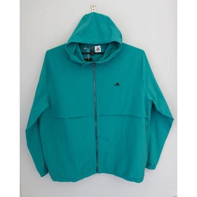 Adidas образец куртка с капюшоном XL зеленый молнии ветровка гольф легкий - Изображение 1 из 4