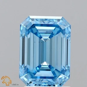 EMERALD 2.02 Ct Fancy Vivid Blue VS1 Clarity IGI Certified Lab Grown CVD Diamond - Picture 1 of 12