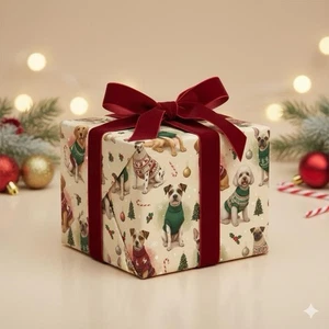 Holiday Dog Christmas Wrapping Paper Cute Holiday Dogs in Sweaters Xmas Wrapping - Picture 1 of 6
