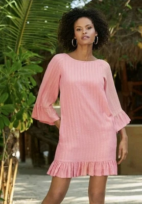 Vestido Corto Boston Propio Adornado Flecos Talla Pequeña Bling Bolsillos LEER Foto 1 de 4