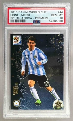 57665360 Lionel Messi 2010 Panini Premium World Cup #44 PSA 10 Foto 1 de 3