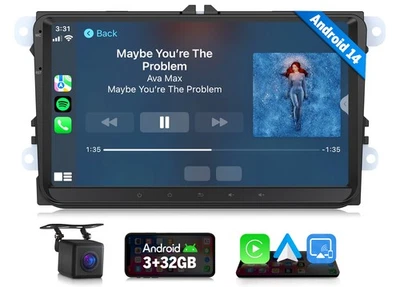 Android Auto 14 For VW GOLF MK5 MK6 9" Apple CarPlay Car GPS Stereo Radio RDS BT - Image 1 of 4