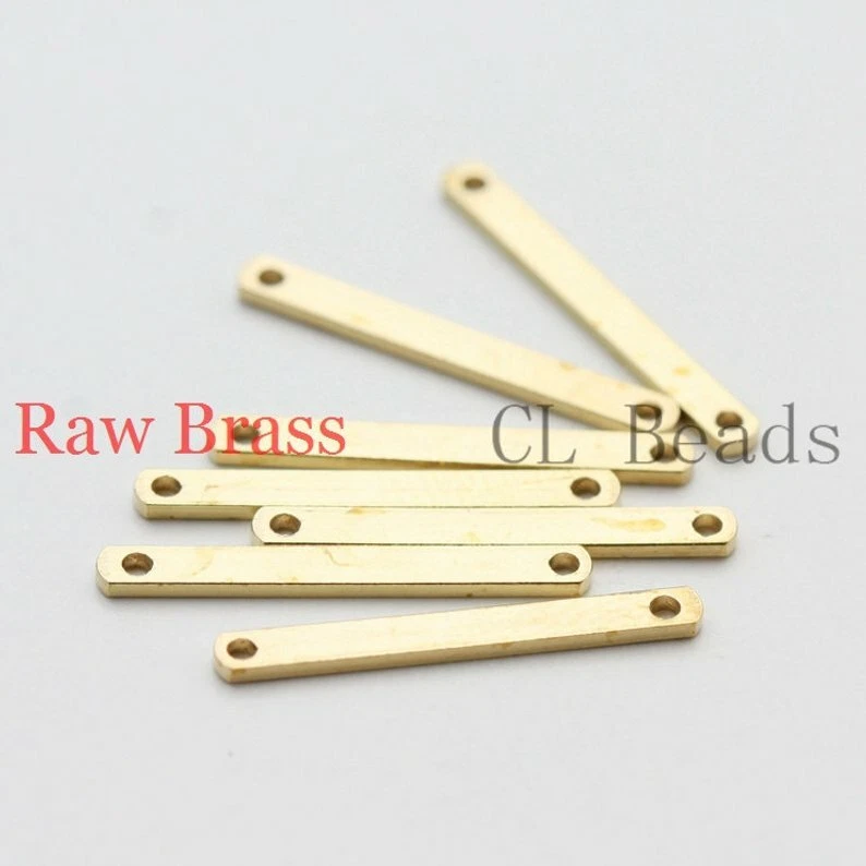 40 Pieces Raw Brass Link - Tag - Bar 18.5x2mm (CW-1800C-U-59) - Image 1 of 1