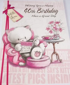 Happy 40th Birthday Card. With Love Theme. (D04) - Picture 1 of 3