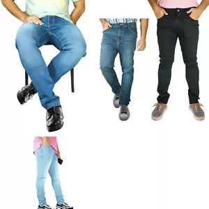Men's Slim Fit Jeans Stretch Denim Fashionable Skinny Casual Super Designer Pant - Picture 1 of 25