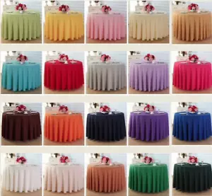 LOTTO 15 Tovaglia 120" pollici TONDA 100% Poliestere Sovrapposizione 8 COLORI 5 piedi Tavolo - Foto 1 di 14