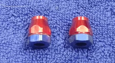 New Specter Red & Blue Anodized (2) Hose Ends For 7/32" Hose Clamp P/N 1260 - Image 1 of 3