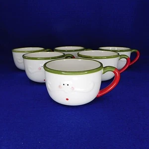 Set of 6 Dept 56 Santa Face Christmas Mugs / Punch Cups - Picture 1 of 8
