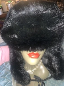 STUNNING BLACK FOX (?) FUR TRAPPER USHANKA HAT * PEKING CHINA, Lush, And Plush - Picture 1 of 8
